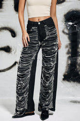 Campbell Siyah Yırtık Saçaklı Kot